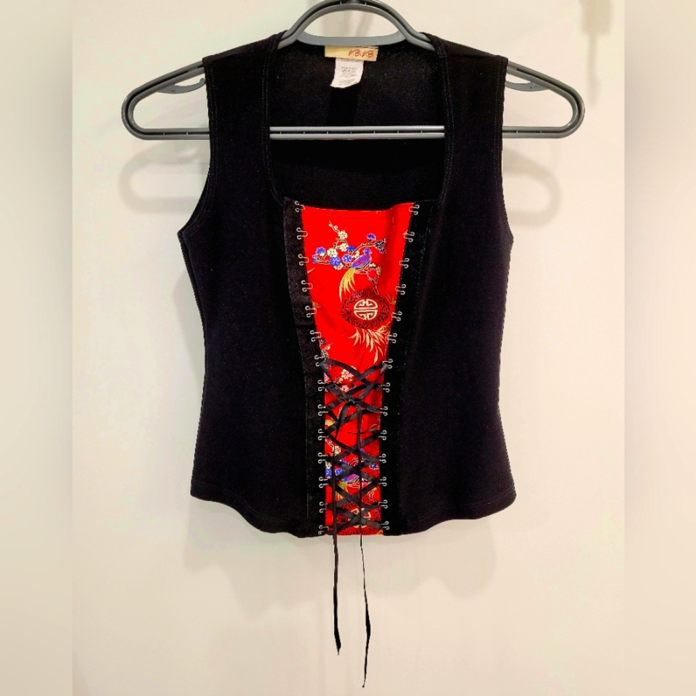 Renaissance Vovo Corset Style Black Sleeveless Top